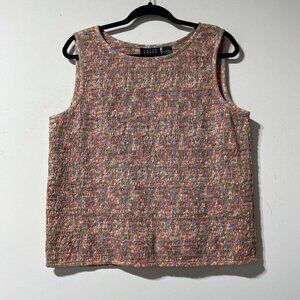 Vintage Floral Smocked Tank Top Size Petite XL 90s Y2K
